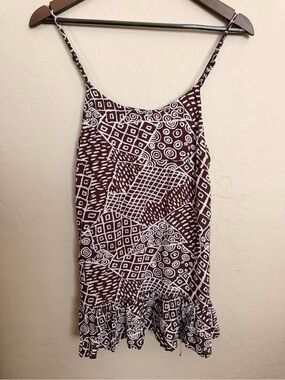 Urban Outfitters Brown & White Printed Spaghetti Strap Dress